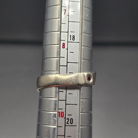 VTG Elle Sterling Silver Ruby Lab Diamond Band Ring Size 9 Wavy 4.13g - Picture 12 of 14